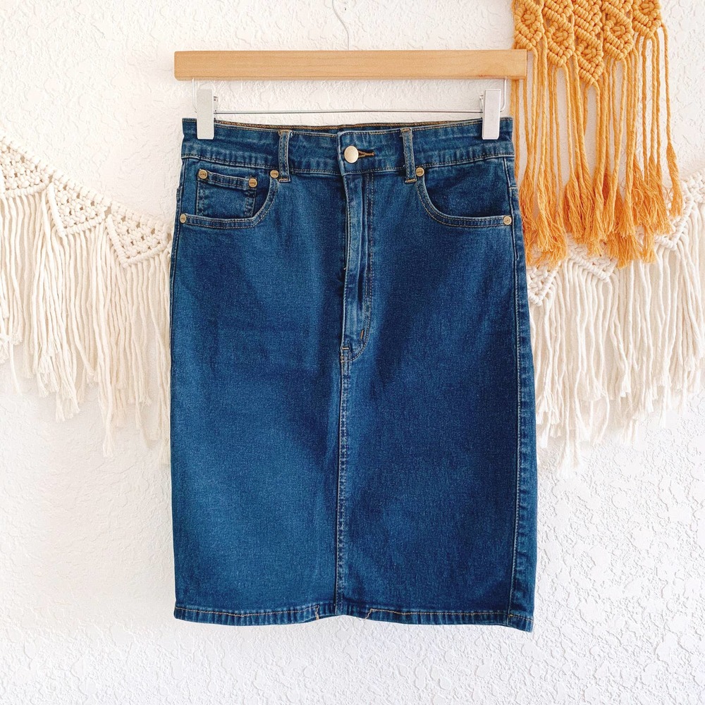 Charley 5.0 Dark Wash Denim Pencil Skirt